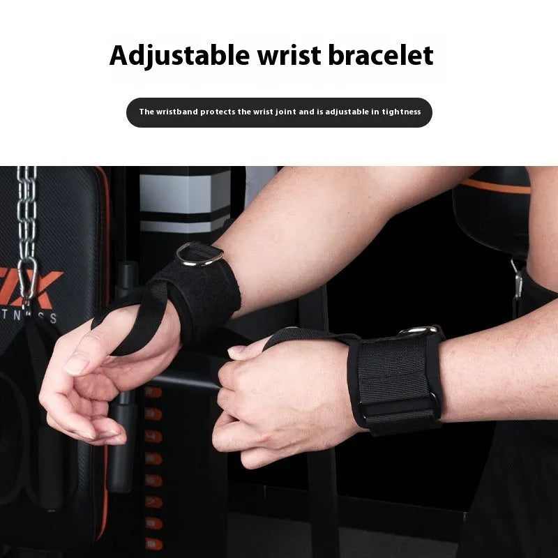 Chest expander elastic fitness belt with red, blue, black, and green sleeves indicating different resistance levels.