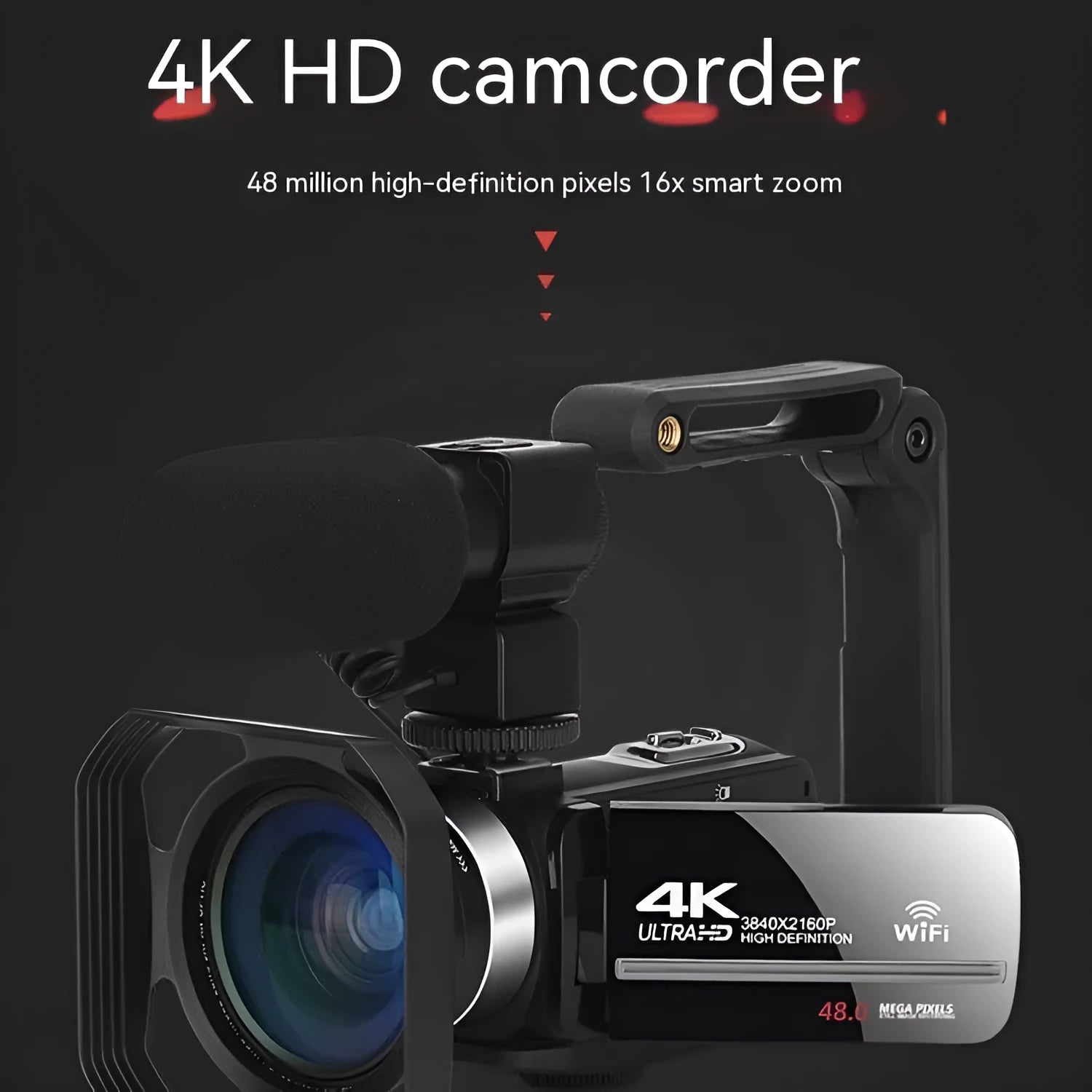 Black digital night vision camera with 3-inch screen, lens, and WiFi connectivity