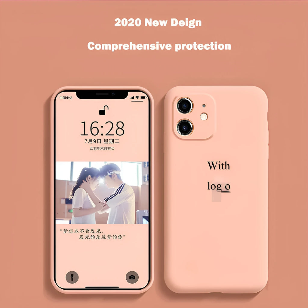 Silicone phone case for iPhone 11 series in various solid colours including red, green, and black.