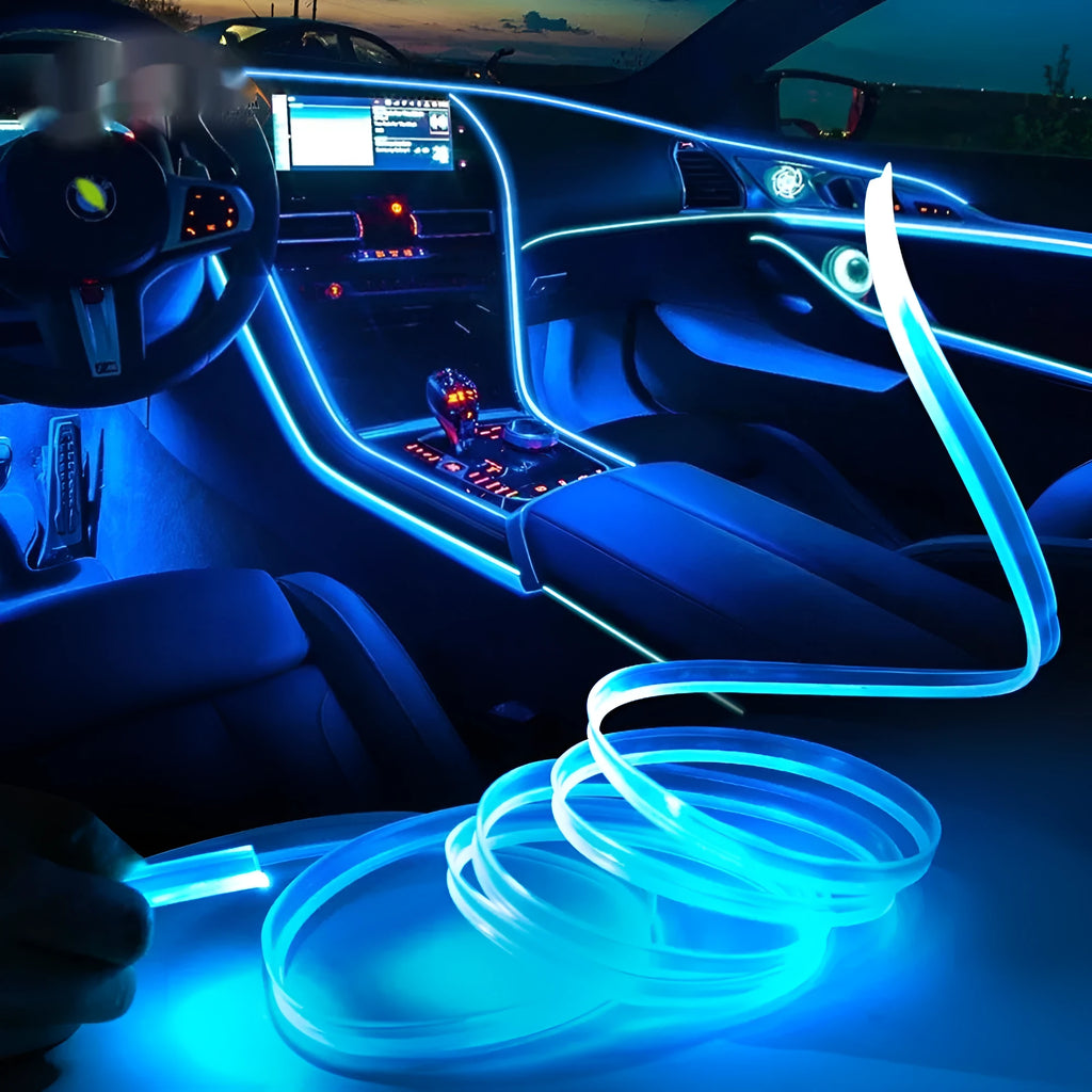 Flexible PVC car LED light strip with USB connector for 12V vehicle interior ambient lighting in colourful patterns
