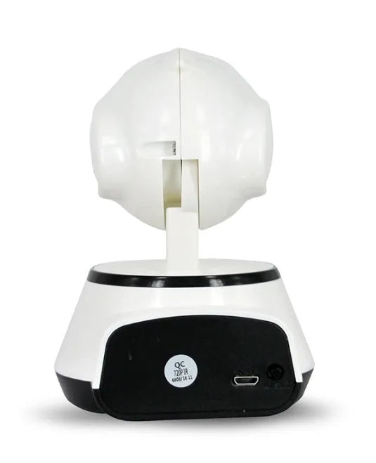 White WiFi wireless baby monitor camera with 720P HD, pan tilt, night vision, and two-way audio.