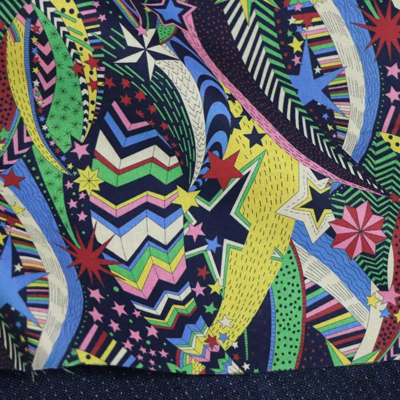 Blue floral digital print on 100% cotton fabric, showing a 1m by 145cm piece.