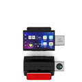 Black 4G tachograph with front and rear cameras, touch screen interface, for vehicle monitoring