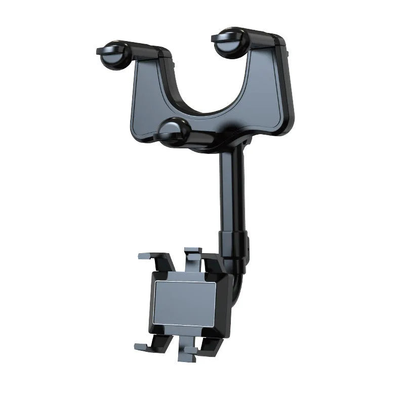 Adjustable left-right rotation navigation bracket mounted on car rearview mirror with smartphone