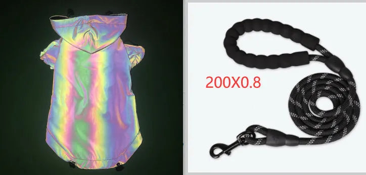 Black two-legged dog hoodie windbreaker with colour-changing effect, sizes XS to 5XL