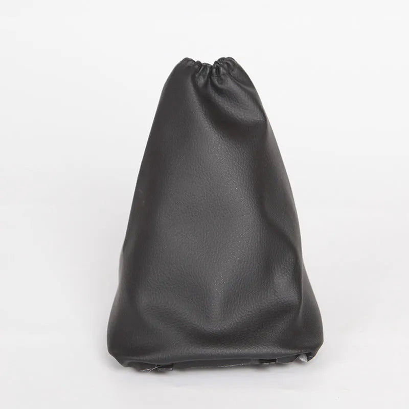 Black leather gear shift dust cover for Toyota Corolla showing 15.2 cm length