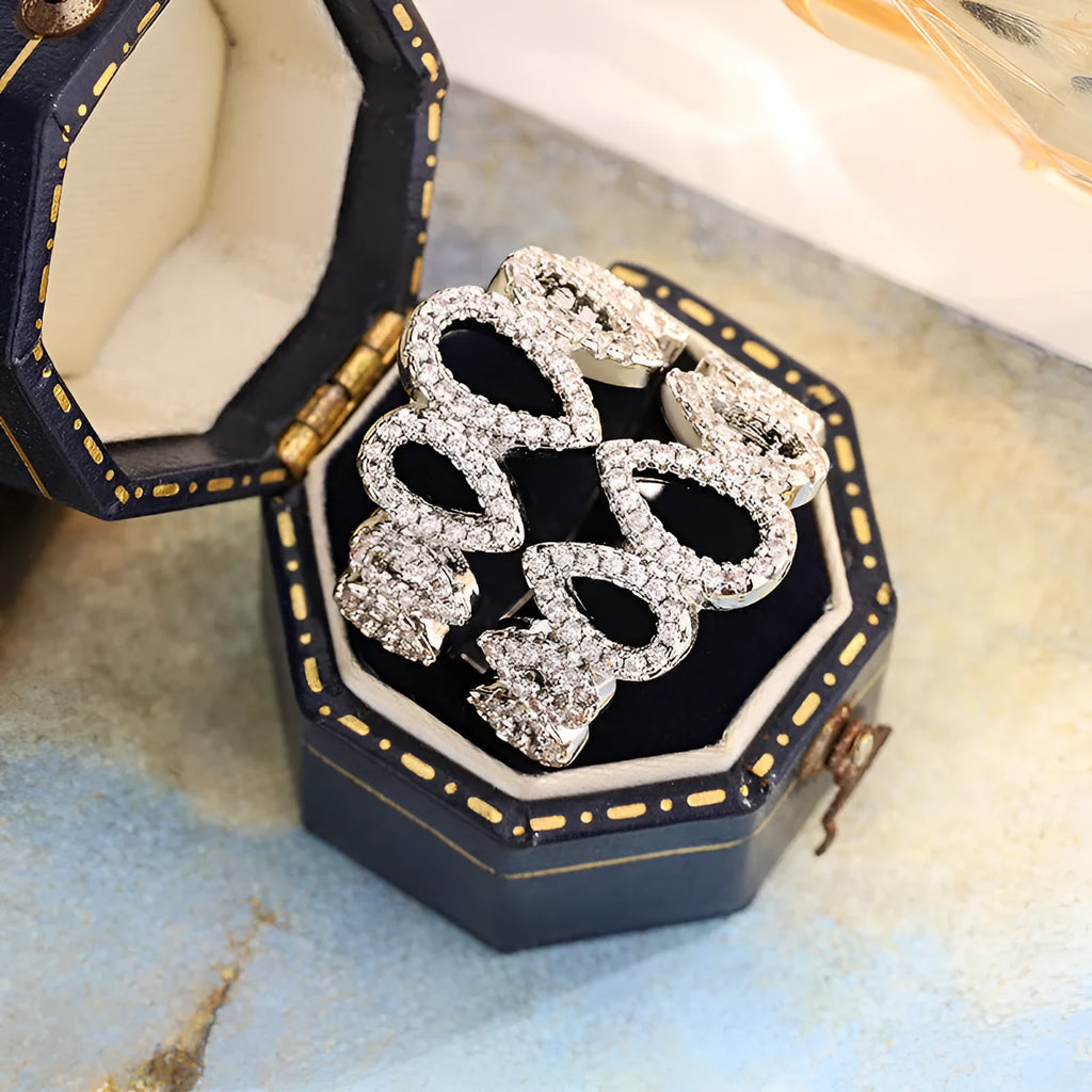 Gold plated copper ring with inlaid hexagon cubic zirconia stone, women's size 8, colour KYRA01804