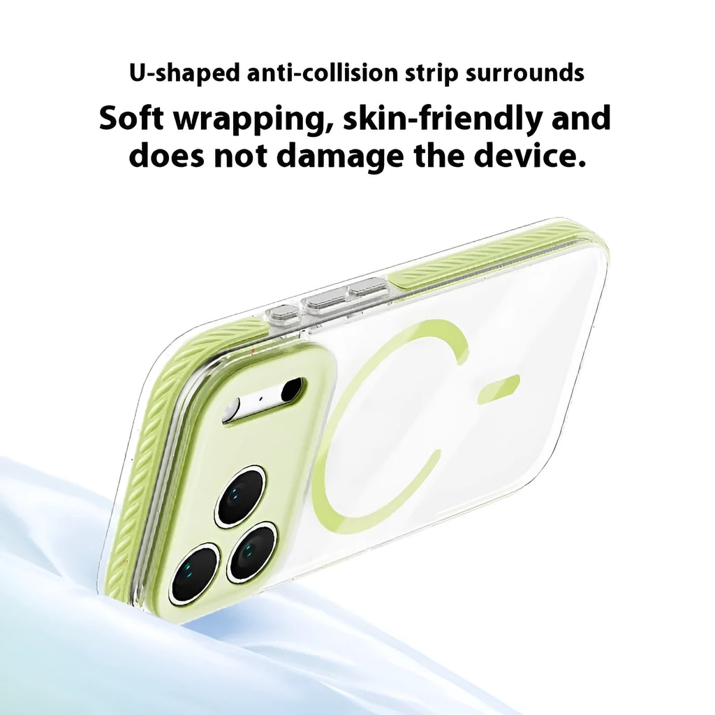 Transparent magnetic protective phone case for iPhone in candy green colour.