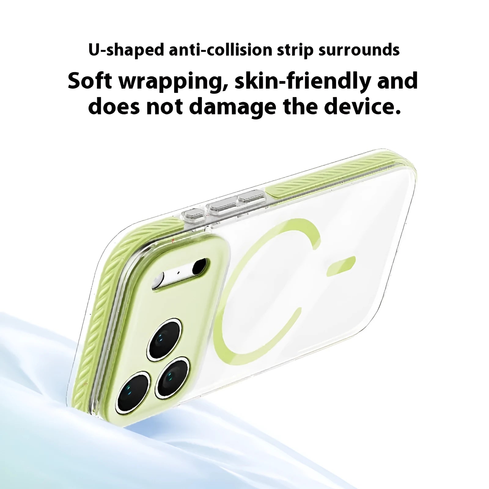 Transparent magnetic protective phone case for iPhone in candy green colour.