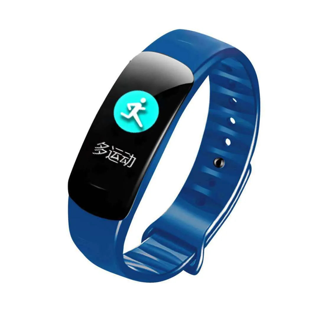 C1plus Smart Bracelet with 0.96 inch touch screen and TPU wristband, black colour, step counting display