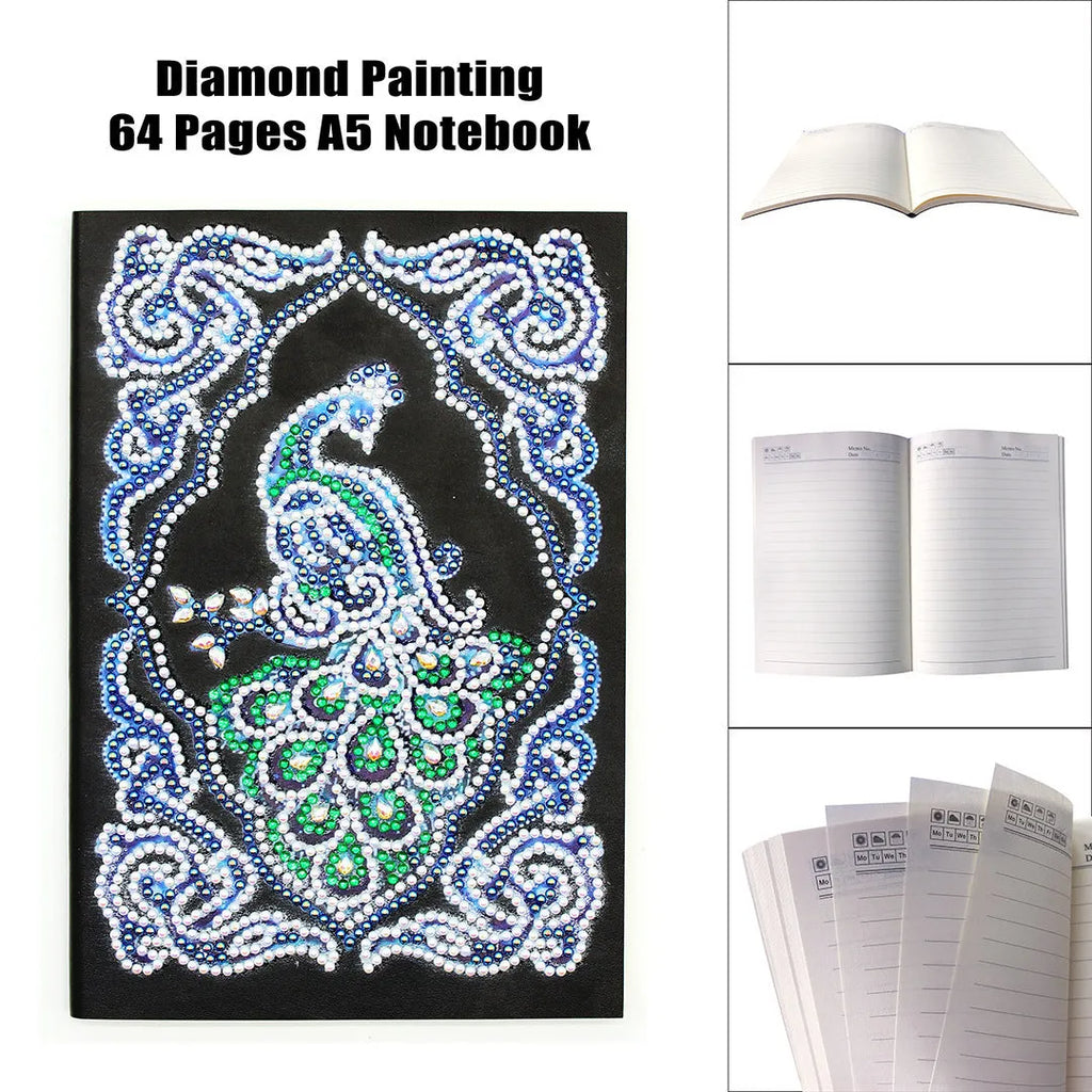 Black A5 hardcover diamond painting journal notebook for storing completed art.