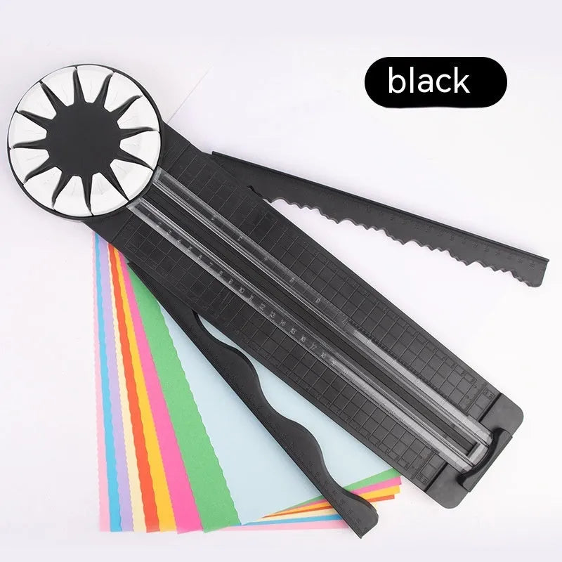 Pink and black 12-in-1 plastic paper cutting machine for craft projects