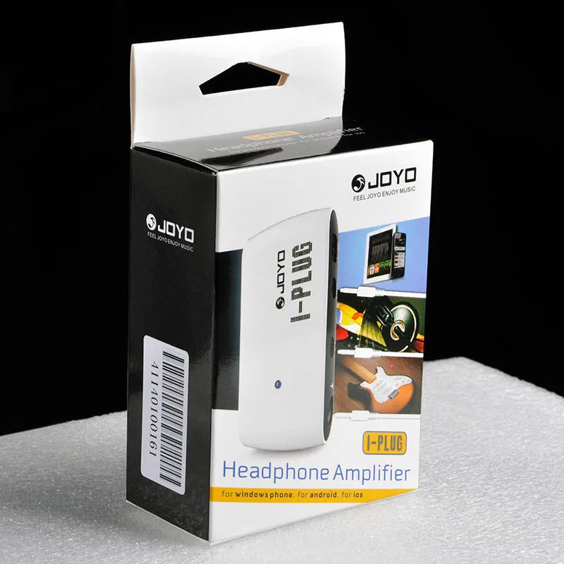 White metal distortion headphone amplifier with I PLUG design for electric guitar practice