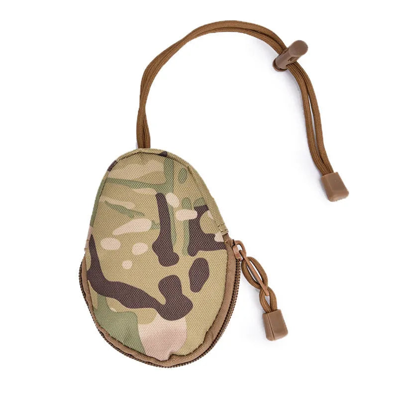 Black Oxford cloth outdoor key bag with telescopic rope and zipper, shown at 13cm by 8cm size.