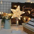 Rattan ball table lamp with flashing LED lights in love heart, star, or moon shape.