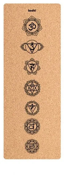 Natural cork yoga mat with asana guide line and TPE base, 183cm x 65cm x 6mm thickness