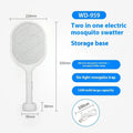 Rechargeable electric mosquito swatter with USB port in blue and purple colour options