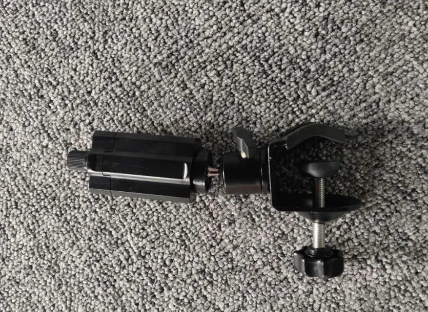 Black camera clip vigorously clamp for mobile phone mounting with lazy bracket design
