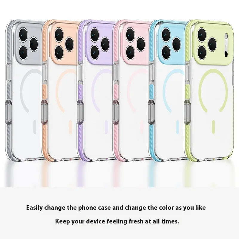 Transparent magnetic protective phone case for iPhone in candy green colour.