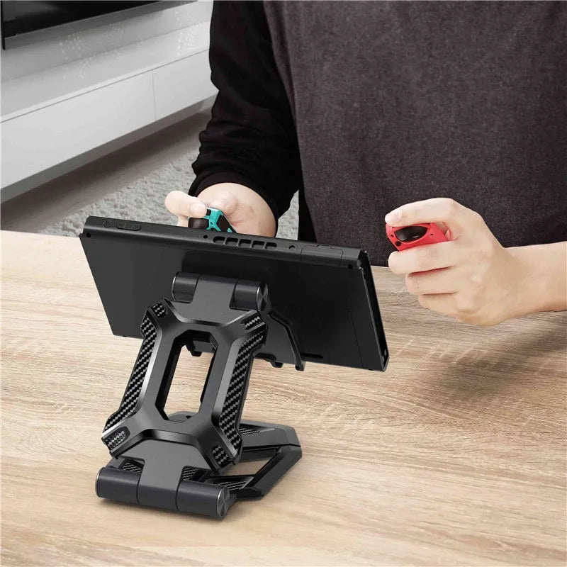 SUPCASE black aluminium alloy tablet and phone stand with adjustable 270° angle and anti-scratch TPU protection