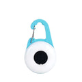 Blue USB rechargeable dog collar light with LED and adjustable silicone strap on a collar