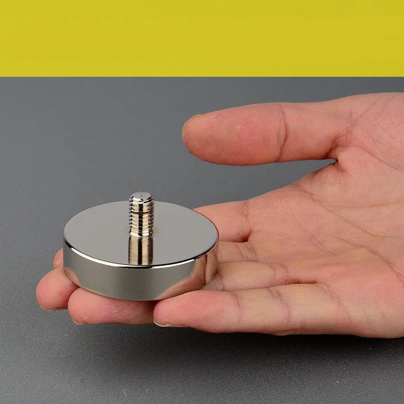 60mm round neodymium iron boron magnet salvage device with 10m rope and ring on a dark background