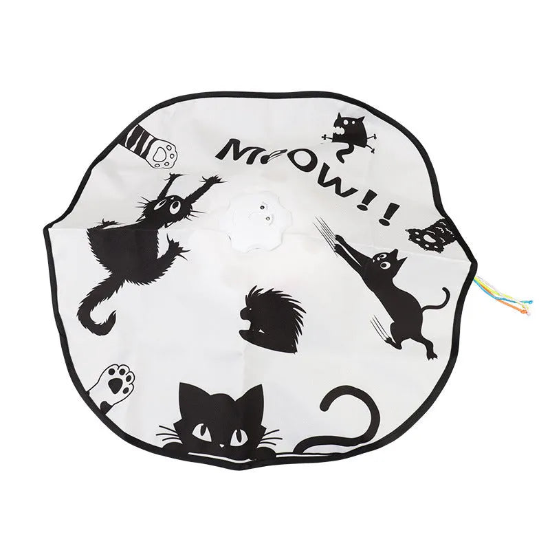 Plastic cat teaser toy with self-hi relief mechanism measuring 19.8cm by 11.5cm by 19.5cm
