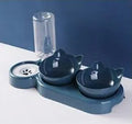 Anti-tumble snail-shaped cat bowl in dark blue, pink, or haze blue, pet tableware for cats