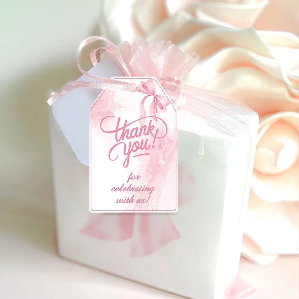 Birthday party creative bowknot gift label tags with hemp rope ties in three decorative styles