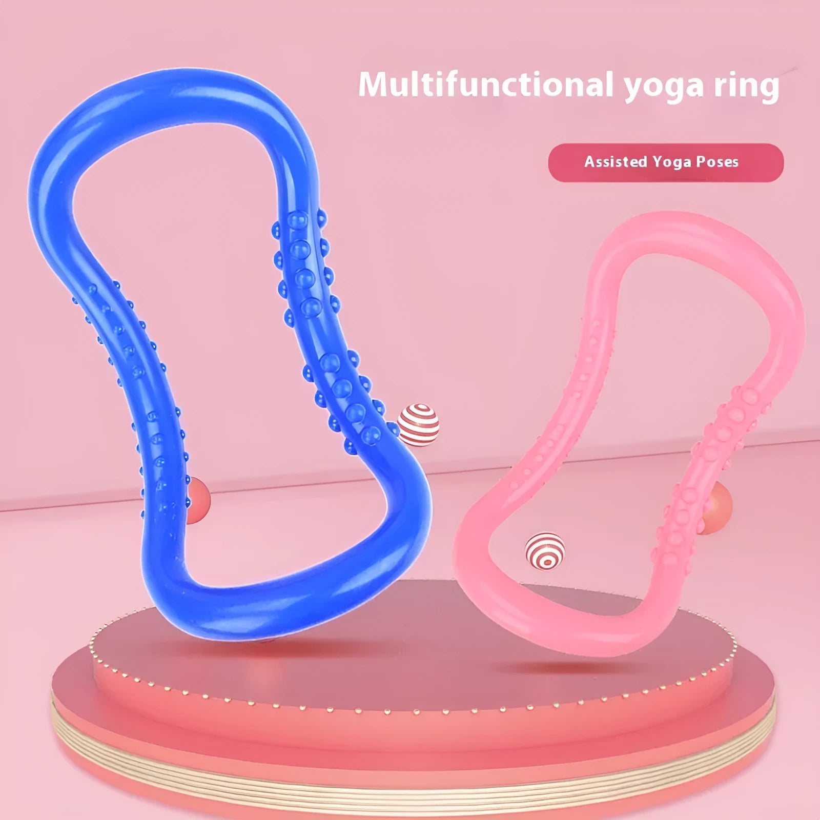 Purple blue or pink yoga ring stretching bracelet for Pilates roller back opener exercises