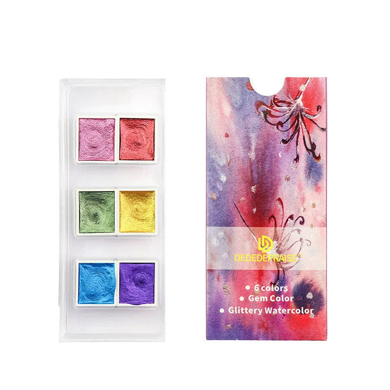 Boxed set of solid pearlescent watercolour pigments in Gem, Pearl or Starlight colour options