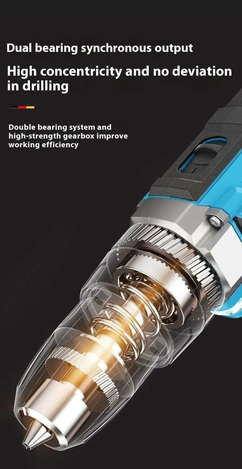 12V dual-speed cordless impact pistol drill and electric screwdriver in a plastic carry case.