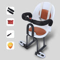 High carbon steel front safety seat for a child's battery scooter in black, red, or white