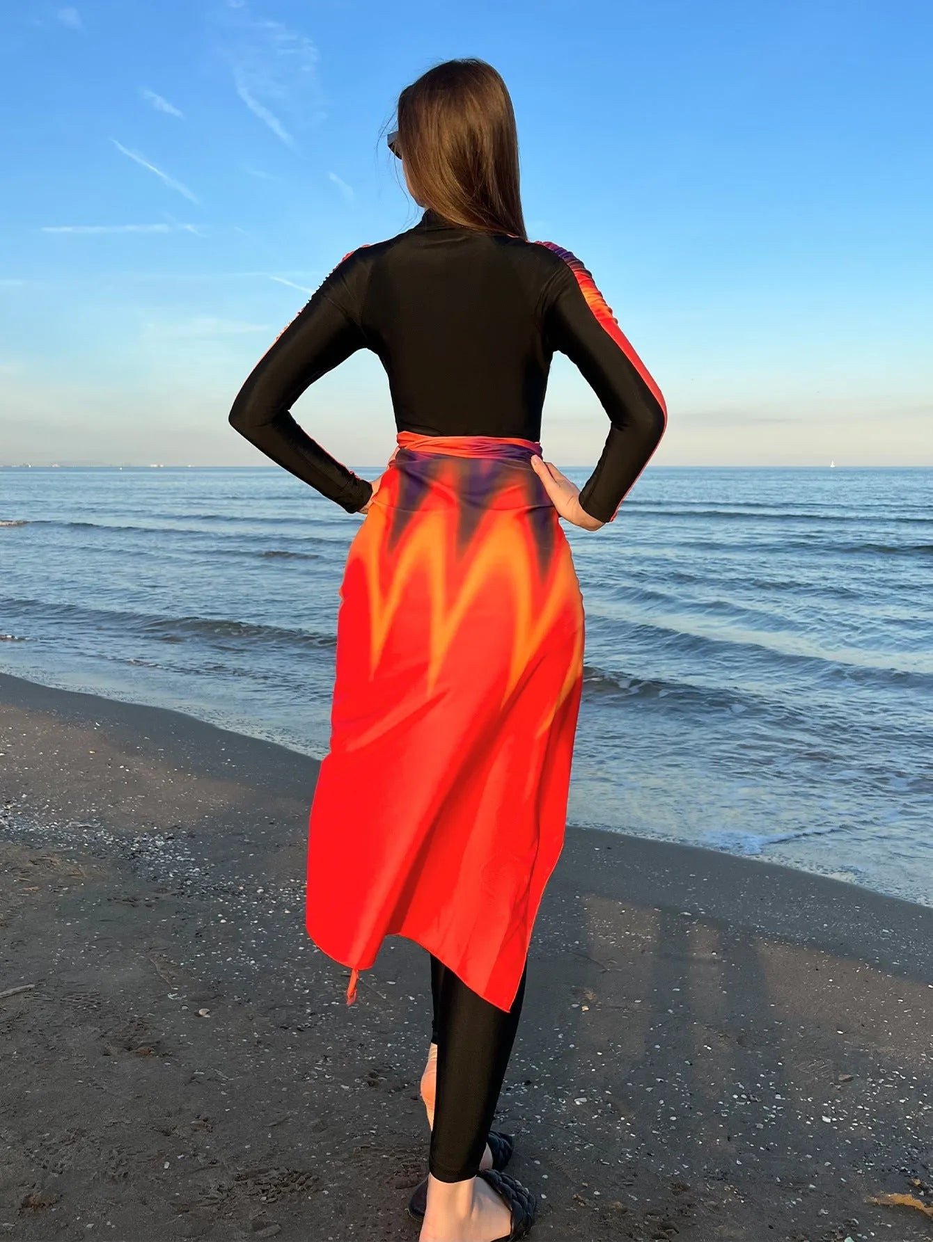 Women's three-piece conservative swimsuit set in colour 427 with polyester construction