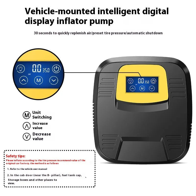 12V 120W ABS digital display air pump for car tyres with LED light and tire pressure gauge