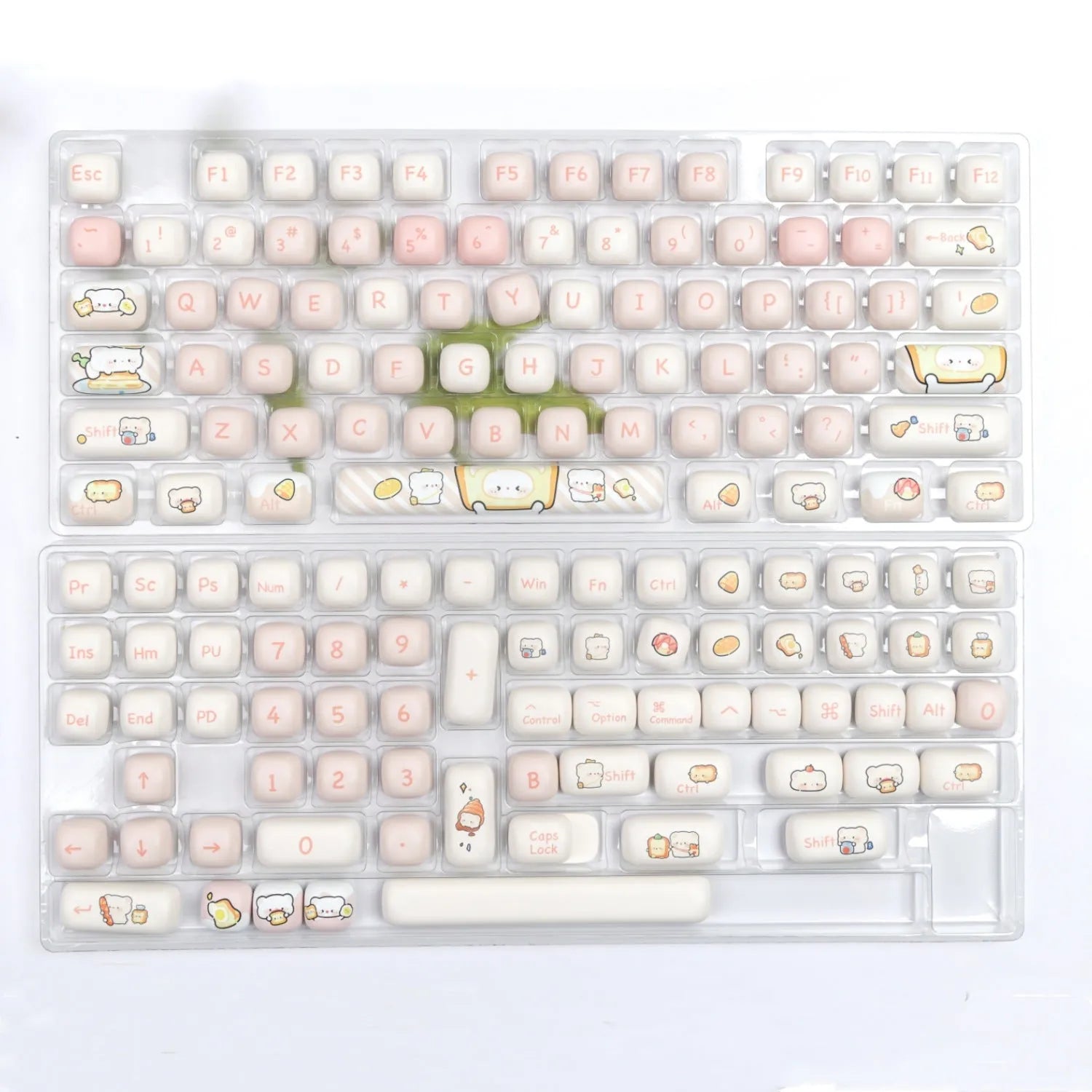 MOG Steamed Bread Bread Bear design PBT keycap set for mechanical keyboards, 143+3 keys