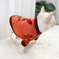 Wool cartoon dog jumper showing rabbit, pig, strawberry or floral button designs for small breeds