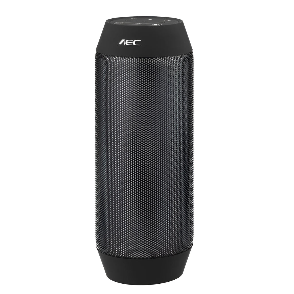 Black and white mini Bluetooth stereo speaker with colourful LED lights and control buttons