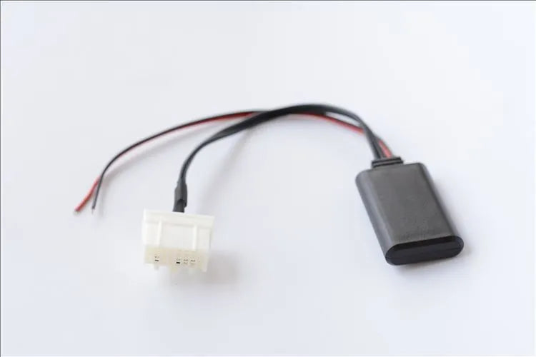 Black Bluetooth audio AUX cable for Mazda cars compatible with 2006+ models featuring a media key.