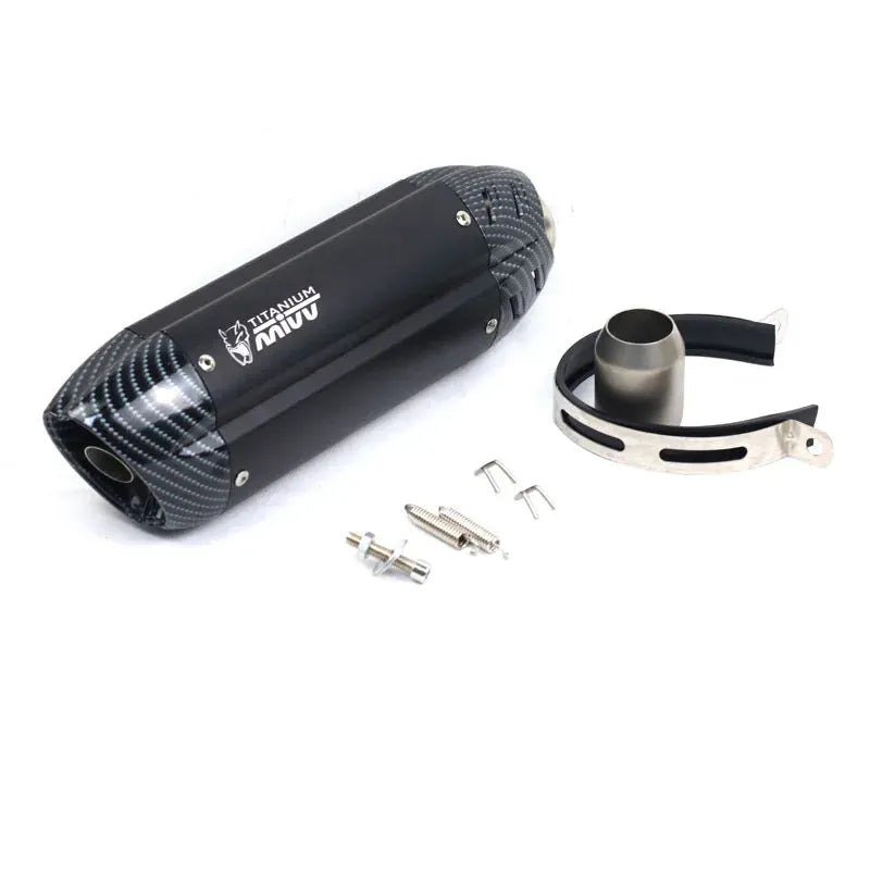 Stainless steel motorcycle exhaust pipe modification accessory with small hexagonal shape and 51mm interface