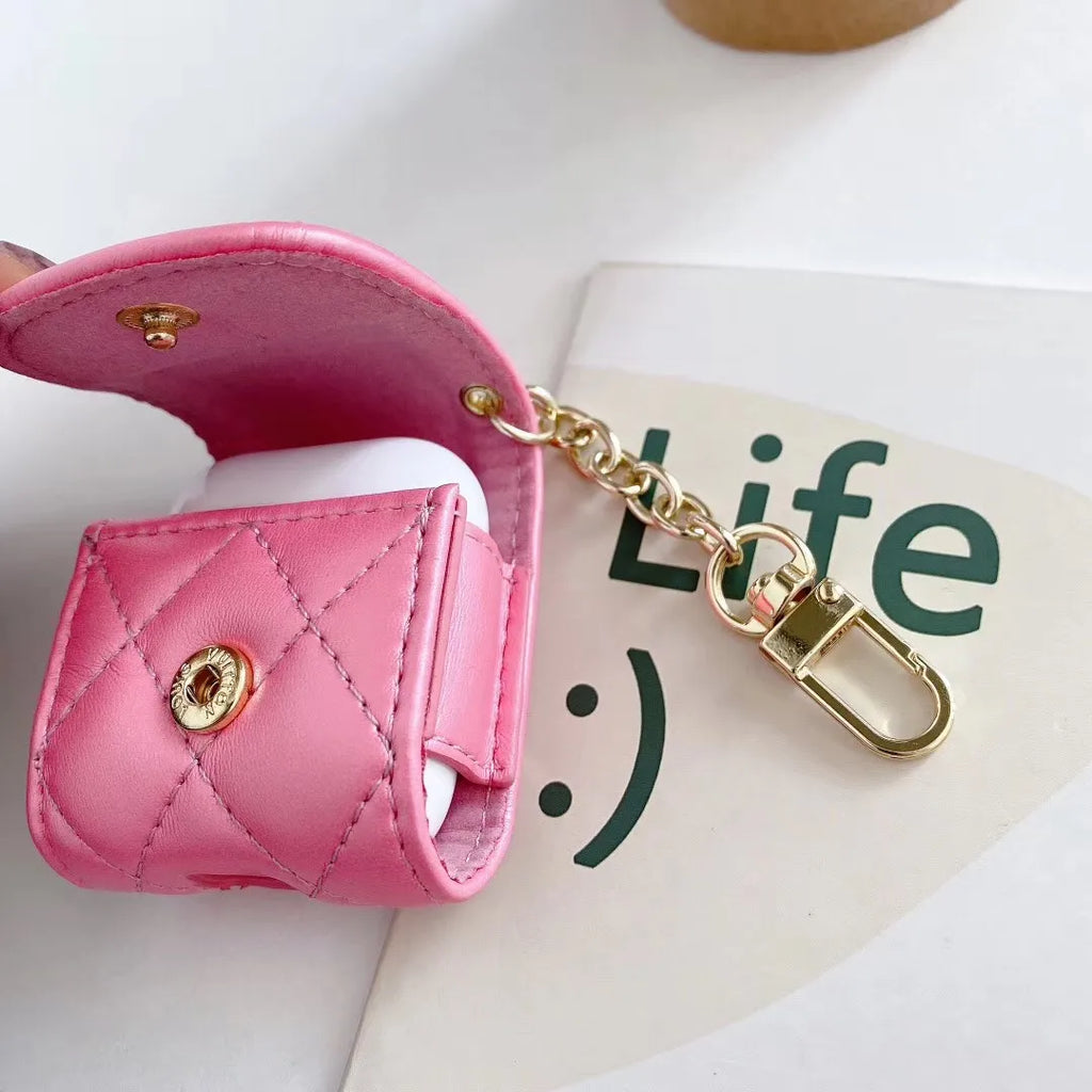 Bluetooth headset case with leather finish for Airpods 1 and 2 in black colour protective cover