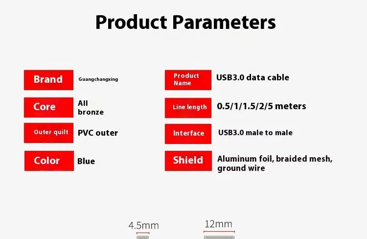 USB 3.0 A male to A male data cable for external hard drive connection.
