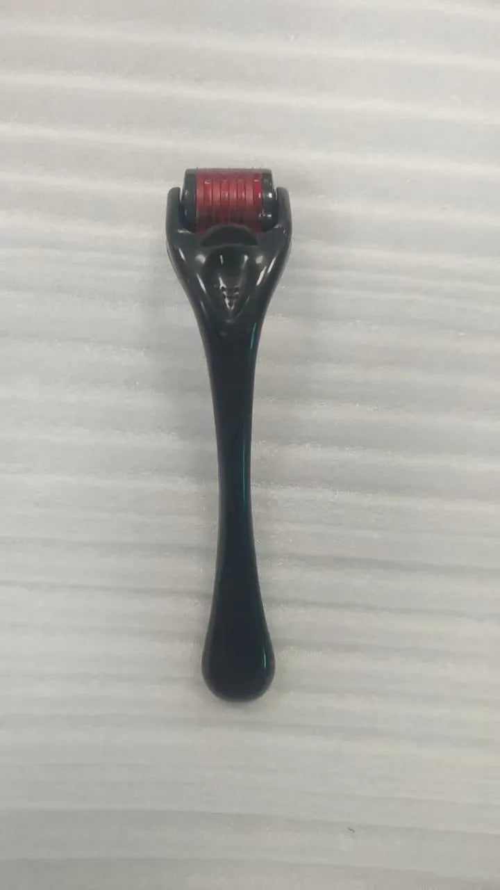 540 micro needle mechanical derma roller with black handle and coloured wheel options