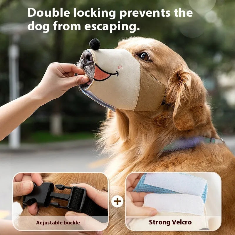 Canvas dog muzzle in Ollie Brown Bear colour, shown in size L for dogs 12.5kg to 30kg.
