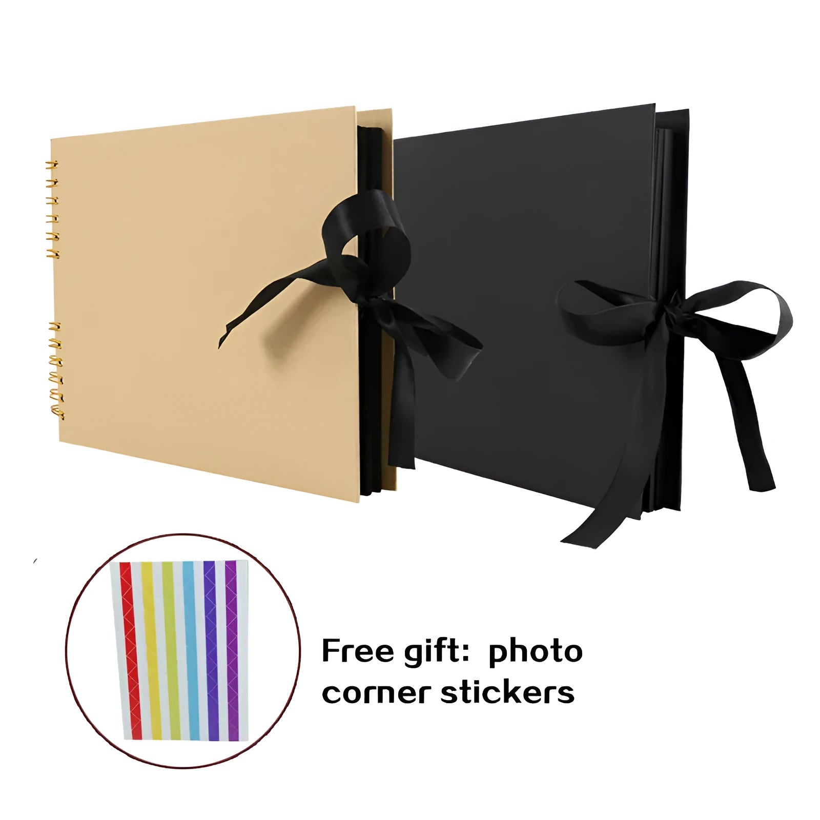 DIY handmade photo album with coil spiral binding in black or yellow kraft paper cover