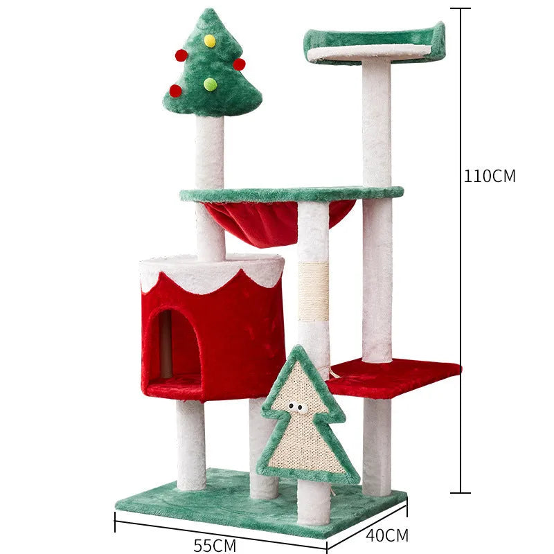 Christmas-themed cat scratch toy with integrated design and density plate scratching surface