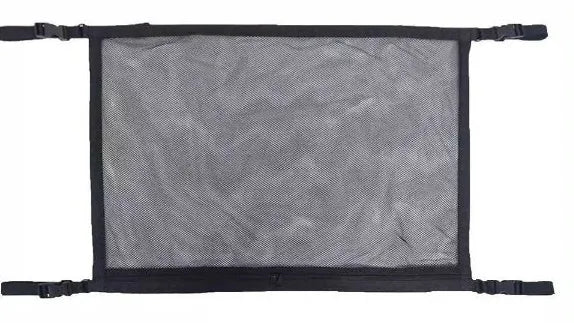 Hanging car boot storage bag double-layer mesh non-woven fabric black with drawstring 60x80cm