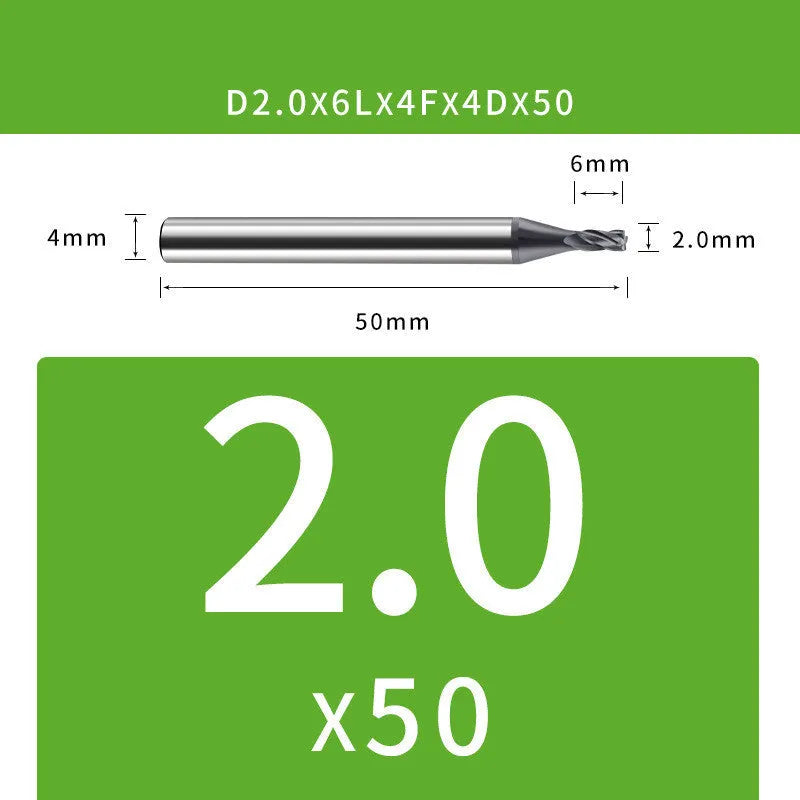 Tungsten steel 4-blade end mill with ball nose for contour milling