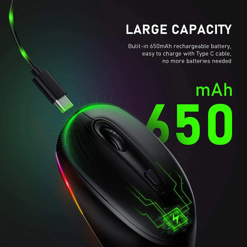 Ultra-lightweight 24g wireless rechargeable mouse in assorted colours on a desk