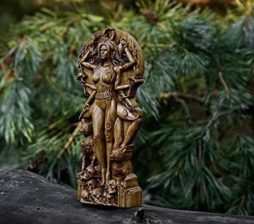 A 22cm tall synthetic resin Greek goddess statue on a stand, shown in one of three available colour finishes.